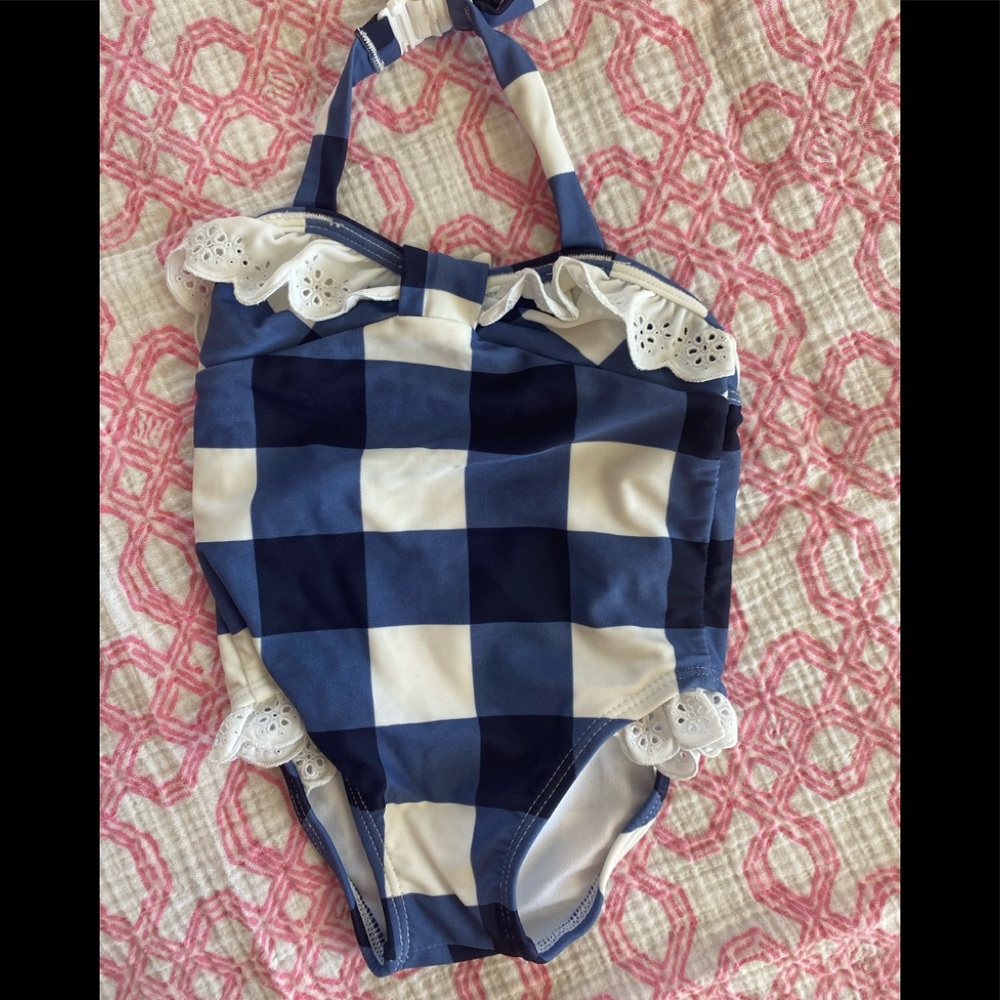 Adorable navy gingham Janie and Jack bathing suit